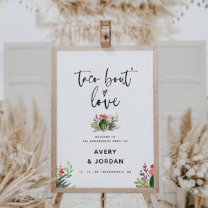 Editable Cactus Fiesta Welcome Sign Couples Shower Welcome Mexican Shower Cactus Taco Bout Love Flowers Coed Shower Editable Template #29H