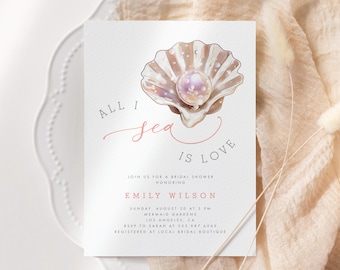 All I Sea Is Love Bridal Shower Invitation Ocean Bridal Shower Invite Coastal Wedding Shower Invitation Template Seaside Digital Invite 4K