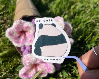 no talk me angy Panda Meme Sticker I Matte Vinyl Waterproof