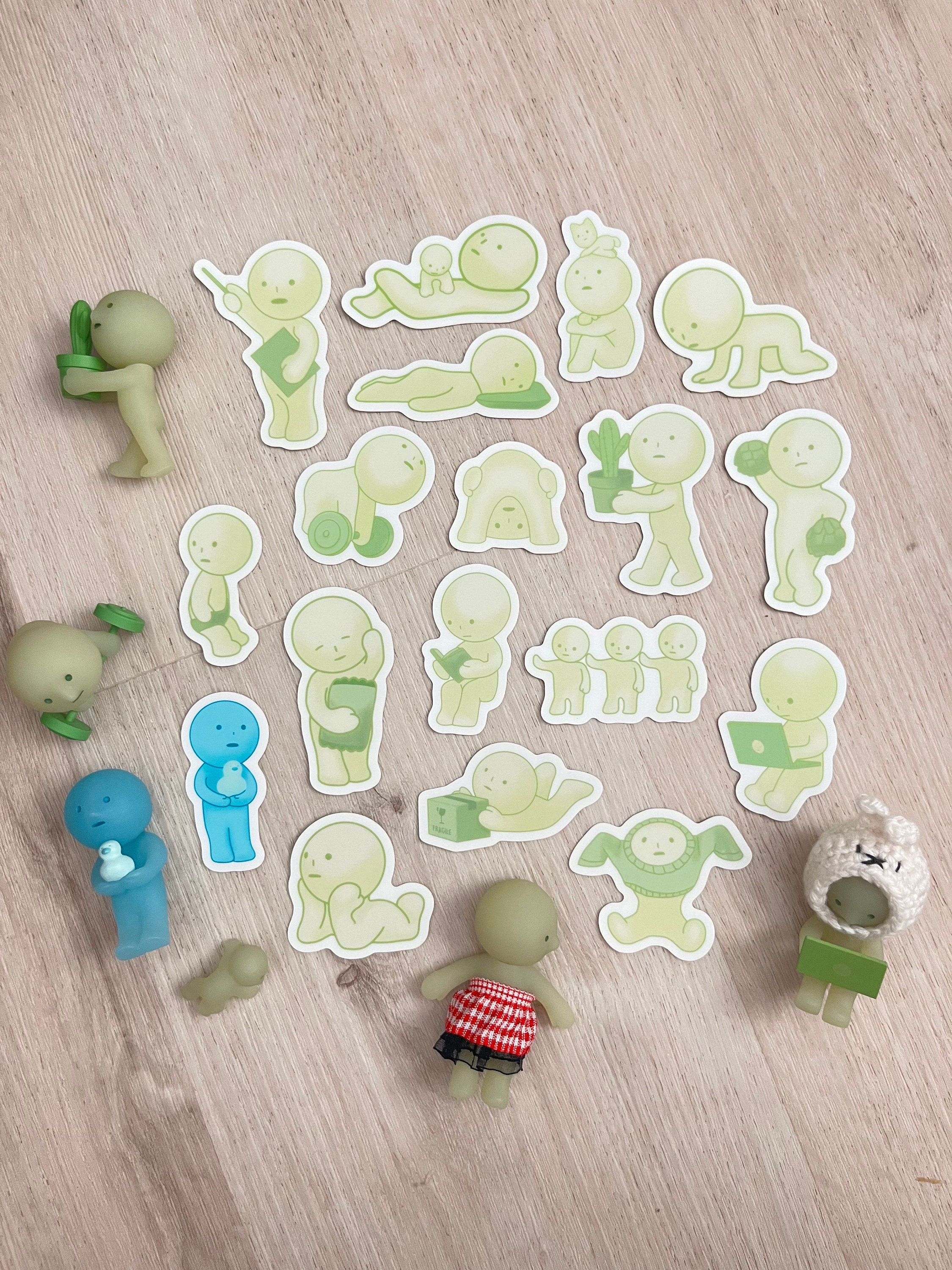 Glow in the Dark Smiski Stickers I Matte Vinyl Waterproof & Weatherproof