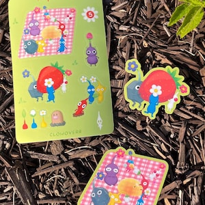 Lil Pikmin Glossy Vinyl Sticker Sheet I Holographic Picnic Pikmin Matte Vinyl Sticker l Strawberry Pikmin Matte Vinyl Sticker