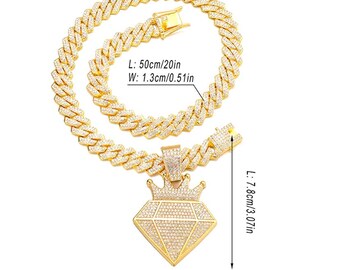HIP HOP ICED YOUNG MONEY ENT PENDANT & 6mm 36" CUBAN CHAIN BUST