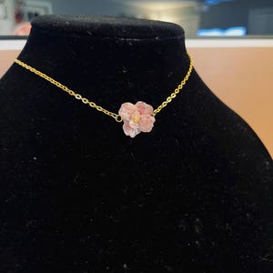 Semi-transparent/Pink Polymer Clay Flower  Choker Necklace
