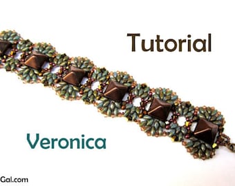 Tutorial Veronica SuperDuo and Pyramid beads  Beadwork Bracelet PDF
