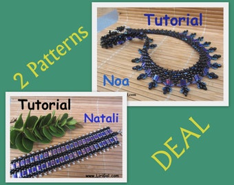 2 patterns deal.Noa and Natali  SuperDuo and Tila Beadwork Necklace and bracelet PDF Tutorial