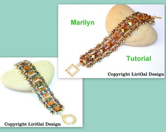 Tutorial Marilyn SuperDuo and Pyramid beads  Beadwork Bracelet PDF