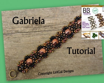 Tutorial Gabriela SuperDuo and Hex Pyramid beads  Beadwork Bracelet PDF