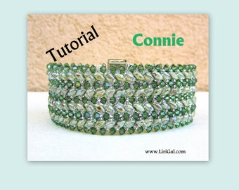 Connie Superduo and Swarovski Beadwork Bracelet PDF Tutorial