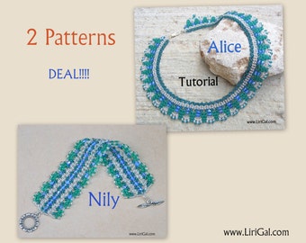 2 patterns deal.Alice and Nily SuperDuo Beadwork Necklace and bracelet  PDF Tutorials