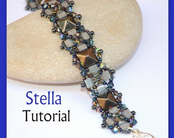 Tutorial Stella Tila and Pyramid beads  Beadwork Bracelet PDF