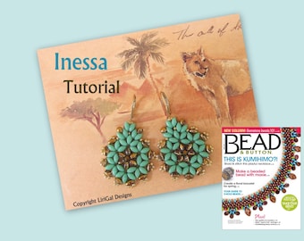 Inessa. Tschechische Twin Beadwork Ohrringe PDF Tutorial