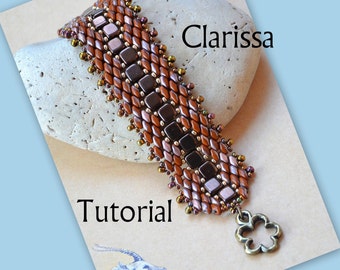 Tutorial Clarissa  SuperDuo and Tile Beadwork Bracelet PDF