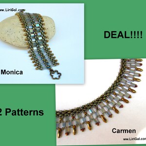 2 patterns deal.Tutorial Carmen&Monica SuperDuo Tila Necklace and Bracelet PDF