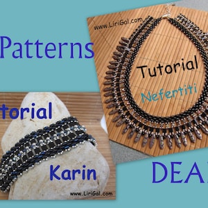 2 patterns deal.Tutorial Karin and Nefertiti SuperDuo and Tila Beadwork Bracelet and Necklace  PDF