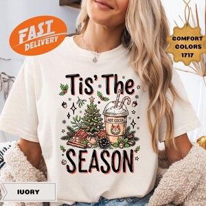 Comfort Colors Tis The Season Christmas Shirt, Leopard Hot Cocoa Tee, Plaid Christmas Tree