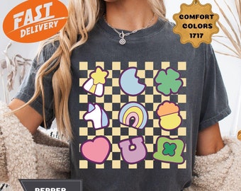 Comfort Colors Shamrock Shirt: Lucky Charm Rainbow, St. Patrick's Day