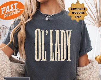 Comfort Colors Old Lady Shirt, Vintage Woman Graphic Tee, Retro Adult Humor Top