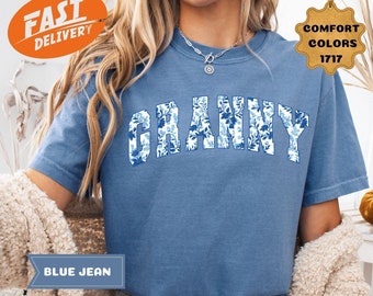 Comfort Colors® Granny Shirt, Blue Toile Granny Gifts, Floral Mothers Day Gift For Grandma Tshirt, New Grandma Shirt, Coquette Mimi Shirts