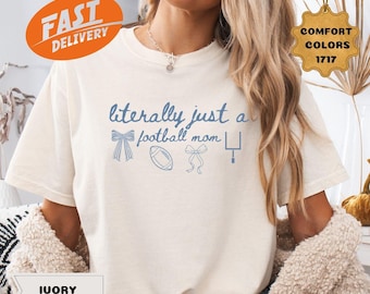 Comfort Colors Game Day Bow Shirt, Literally Just a Football Mom Tee, Tailgate Sportswear