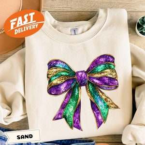 Mardi Gras Bow Sweatshirt: Coquette Style, New Orleans Shirt