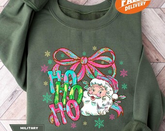Ho Ho Christmas Sweatshirt, Santa Coquette Hoodie, Funny Xmas Crewneck