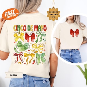 Comfortkleuren Cinco De Mayo-shirt Coquette-strik, Cinco De Mayo-cadeau, Cinco De Mayo-feest, Lets Fiesta-T-shirt, Mexicaans Fiesta-feestshirt