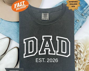 Comfort Colors Dad Est. Jahr T-Shirt, personalisierte Papa Geschenk