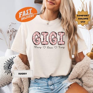 Personalisiertes Gigi Shirt: Blumenenkelnamen, Komfortfarben-T-Shirt