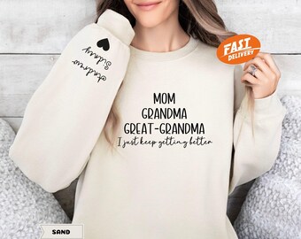 Personalized Great-Grandma Sweatshirt, Custom Kids Names, Mother's Day Gift