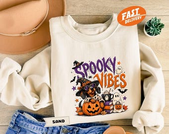 Spooky Vibes Dachshund Sweatshirt, Halloween Dog Hoodie, Fall Pumpkin Apparel