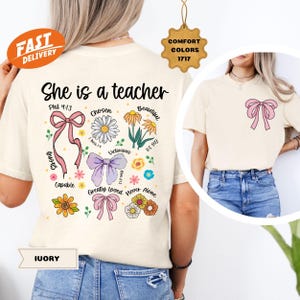 Comfort Colors Aesthetic Teacher T-Shirt, She Is A Teacher, Teacher Coquette Shirt, Christian Teacher Shirt, Bible Verse Gift For Teacher