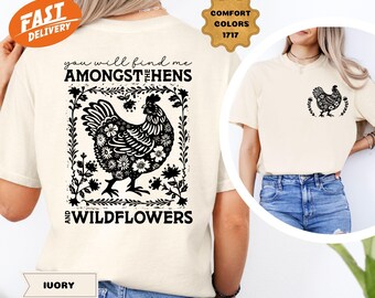 Comfort Colors Huhn & Wildblumen Shirt - Geschenk für Henne Liebhaber