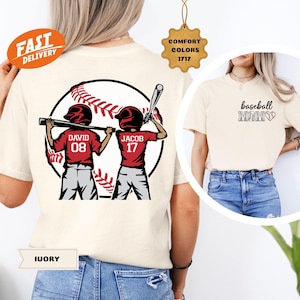 Comfort Colors Personalized Baseball Mom Shirt, Baseball Name Shirt, Baseball Custom Number Tee, Gameday Baseball Tee, Baseball Gift for Mom