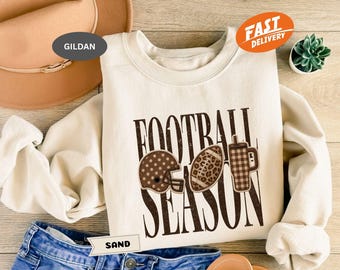 Leopard Football Season Sweatshirt, Football Helmet Crewneck, Retro Game Day Hoodie, Sports Mom Pullover