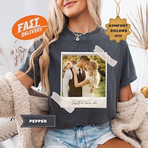 Comfort Colors Custom Photo Wedding Anniversary Shirt, Vintage Photo And Year Shirt, Couple Marriage Anniversary Shirt, Anniversary Gifts