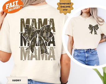 Comfort Colors Mama Camo Bow Shirt - Damen Camouflage T-Shirt