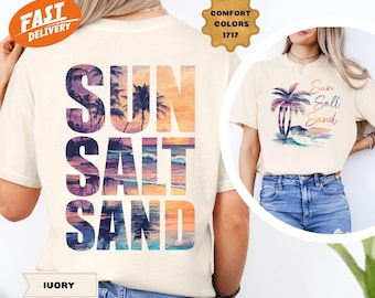Comfort Colors Retro Summer Shirt: Sun, Salt, Sand Beach Tee