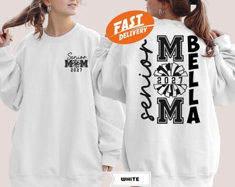 Custom Senior Cheer Mom 2027 Sweatshirt: Cheerleader Gift