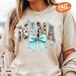 Coquette Western Mama Shirt, Cowgirl Mom Shirt, Country Mama Shirt, Cow Print Mom Gift, Howdy Mama, Mothers Day Shirt, Cowhide Mama Tee