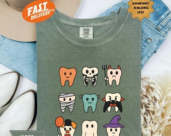 Comfort Colors Spooky Dental Halloween Shirt: Dentist, Hygienist Tee