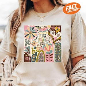 Let Kindness Bloom T-Shirt, Be Cool Be Kind Retro Flower Shirt, Be Cool Sweatshirt, Inspiration Women Sweater, Aesthetic Floral Kindness Tee