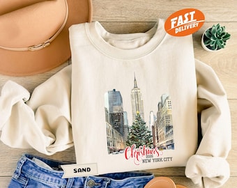 Christmas In New York 2026 Sweatshirt, NYC Xmas Shirt, Family NYC Vacation Hoodie