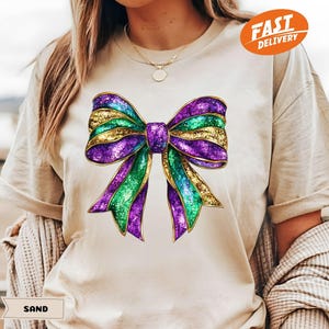 Mardi Gras Coquette Bow Shirt, Mardi Gras Tee, Louisiana Mardi Gras Shirt, Fat Tuesday Shirt, New Orleans Tee, Mardi Gras Gift, Not Sparkly