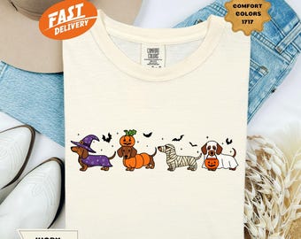 Comfort Colors Halloween-shirt teckel: grappig Ghost Dog-T-shirt