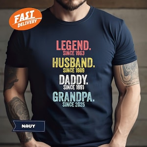 Custom Dad with Years Shirt,  Grandpa With Year, Gift For Husband, Father&#39;s Day Gift, Legend Husband Dad Papa Tee, Personalized  Grandpa Tee