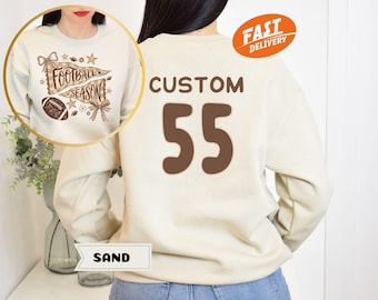 Custom Football Season Sweatshirt, Personalization Game Day Hoodie, Touchdown Season Pullover, Sports Flag Crewneck