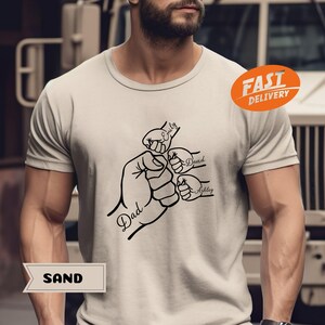 Custom Fist Bump Dad Shirt, Dad Shirt With Kids Names, Father&#39;s Day Gift, New Dad Shirt, New Dad Gift, Personalized Grandpa Shirt, Papa Gift