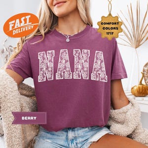 Lace Nana Shirt, Comfort Colors Grandma Shirt, New Nana Gift, Floral Mother Day Gift, Pregnancy Announcement, Gift for Nana, Grandmother Tee