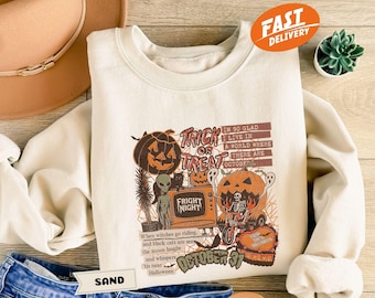 Retro Halloween Collage Sweatshirt: Läskiga säsongsoutfit