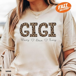 Leopard Gigi Shirt: Benutzerdefinierte Enkelnamen, personalisiertes Oma Geschenk